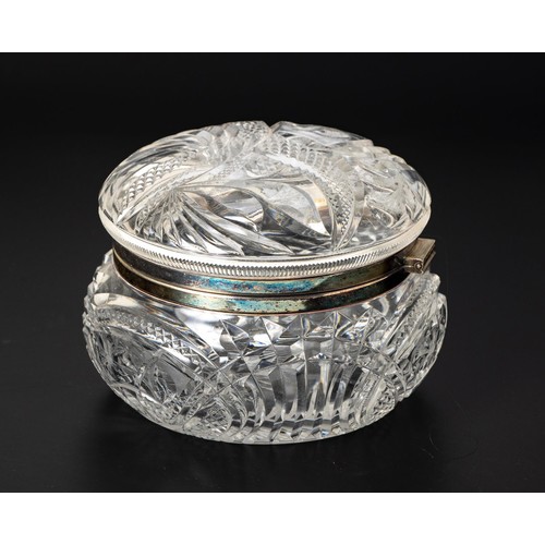 256 - A WMF SILVER COLLARED CUT-CRYSTAL GLASS DISH WITH HINGED COVER