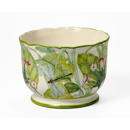 263 - AN ITALIAN BIRDS OF A FEATHER PORCELAIN PLANTER