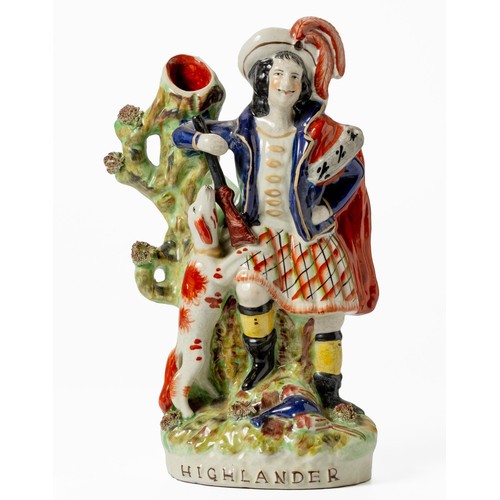 264 - A LARGE VICTORIAN STAFFORDSHIRE 'HIGHLANDER'  SPILLVASE