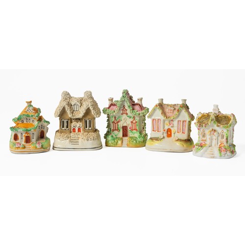 283 - AN ASSORTED COLLECTION OF FIVE VICTORIAN STAFFORDSHIRE HOUSES