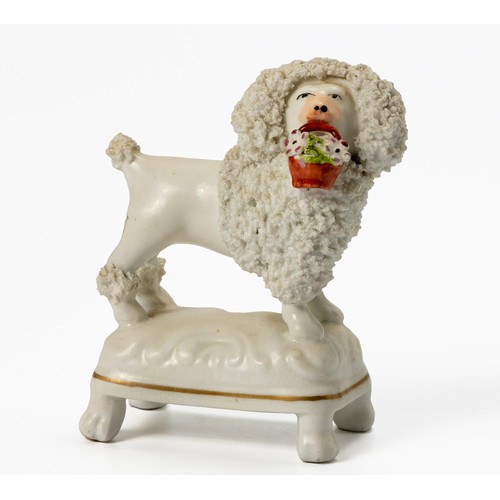 284 - A SMALL VICTORIAN STAFFORDSHIRE FIGURE OF A POODLE