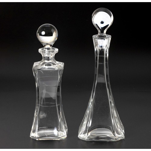 317 - TWO GLASS DECANTERS, MODERN