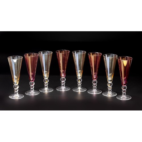 338 - A PART-SUITE OF COLOURED GLASS STEMWARE