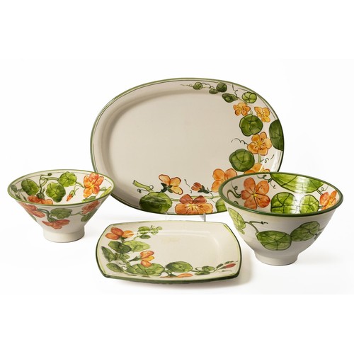 351 - A SET OF 'NASTURTIUM' PATTERN HAND PAINTED WARES