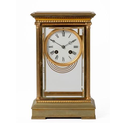 4 - A FRENCH BRASS MANTEL CLOCK, SAMUEL MARTI ET CIE, 19TH CENTURY