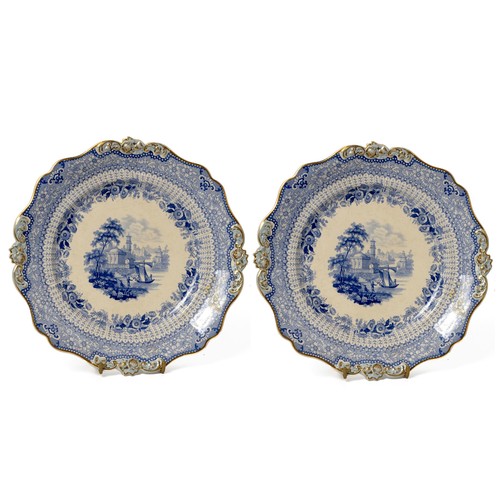 414 - A PAIR OF BLUE AND WHITE PLATES