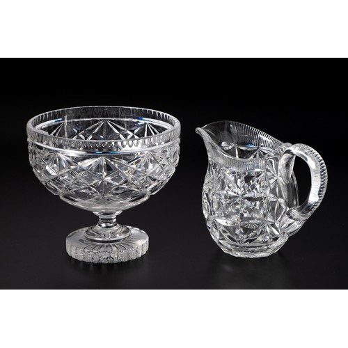 422 - A CUT-CRYSTAL PEDESTAL BOWL AND JUG