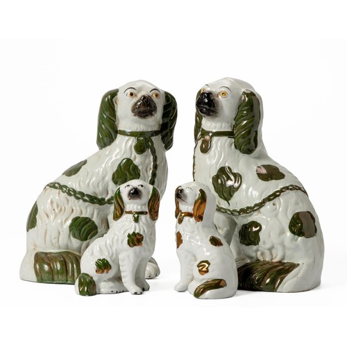 440 - TWO NEAR-PAIRS OF STAFFORDSHIRE BLACK AND WHITE DOGS