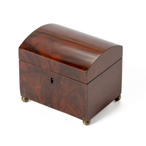 515 - A MAHOGANY TEA CADDY, 19TH CENTURY