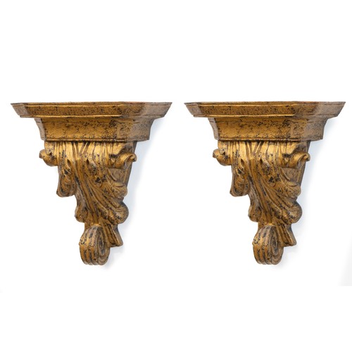 517 - A PAIR OF GILTWOOD WALL BRACKETS