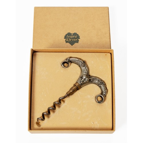 544 - A L'SPRIT & LE VIN PEWTER CORK SCREW, MODERN