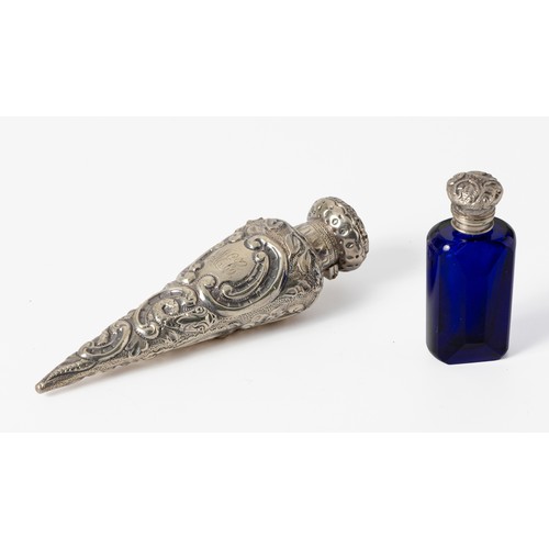 568 - A VICTORIAN SILVER SCENT BOTTLE AND STOPPER, HORTON AND ALLDAY, BIRMINGHAM, 1893