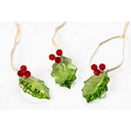 246 - THREE SWAROVSKI CRYSTAL 'HOLLY' HANGING DECORATIONS