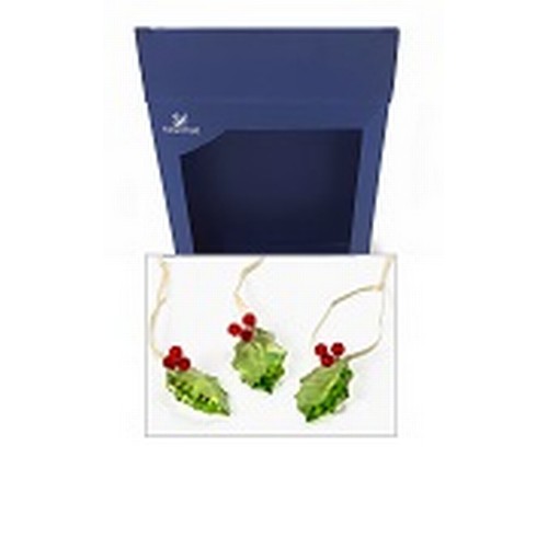 246 - THREE SWAROVSKI CRYSTAL 'HOLLY' HANGING DECORATIONS