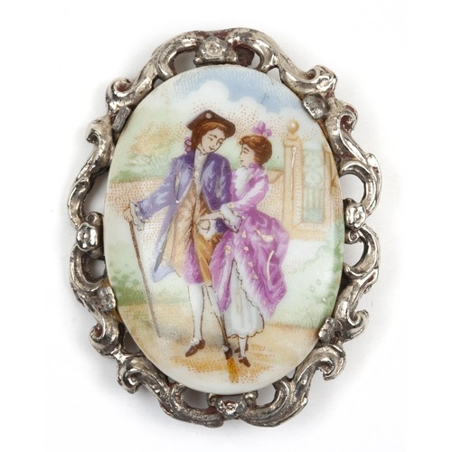 64 - A PORCELAIN BROOCH, LIMOGES, FRANCE