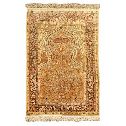 350 - A SIGNED SILK HEREKE 182 by 121cm