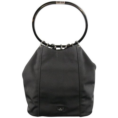 295 - A GUCCI BLACK NYLON RING BUCKET BAG