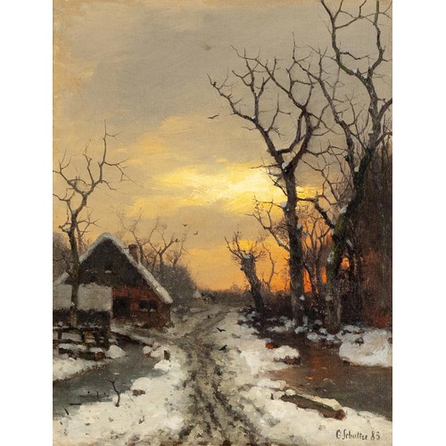 442 - C Schultze (19th Century) WINTER LANDSCAPE