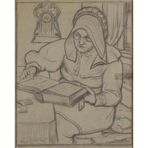 503 - Erich (Ernst Karl) Mayer (South African 1876 - 1960) WOMAN WITH HOOD, WOMAN READING and GRANDPARENTS... 