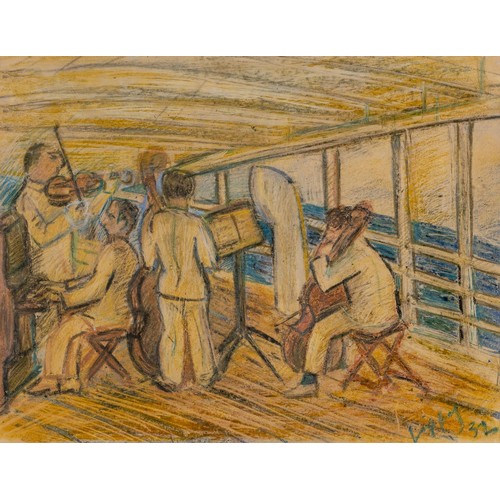 482 - Lippy (Israel-Isaac) Lipshitz (South African 1903 - 1980) MUSICIANS ON A BOAT