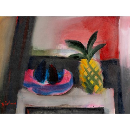 396 - Carl Adolph Büchner (South African 1921 - 2003) STILL LIFE WITH PINEAPPLE AND FRUIT BOWL