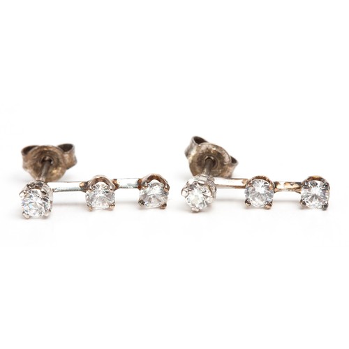 1691 - A PAIR OF DIAMOND DROP EARRINGS