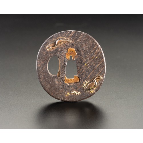 614 - A JAPANESE TSUBA, MEIJI PERIOD, 1868 - 1912