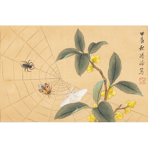 638 - A SET OF TEN CHINESE WATERCOLOUR ON SILK PAINTINGS, REPUBLIC PERIOD, 1912 - 1949