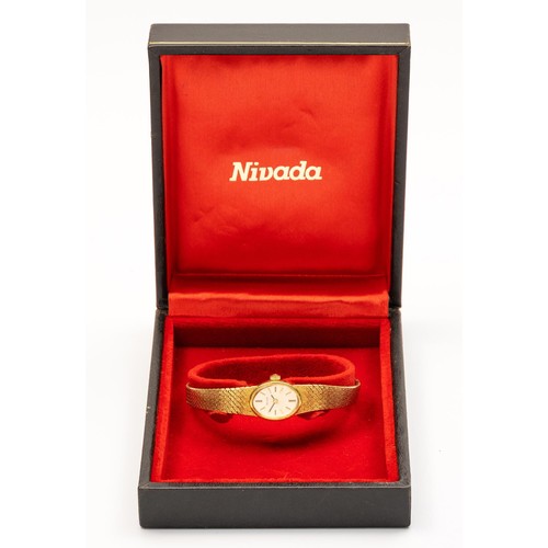 953 - AN 18CT GOLD COCKTAIL WRISTWATCH, NIVADA