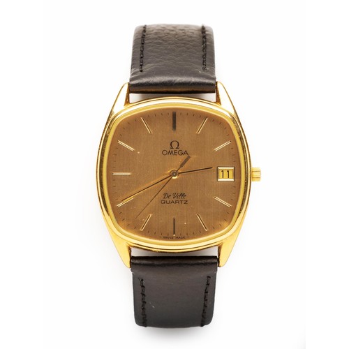 956 - A GOLD-PLATED WRISTWATCH, OMEGA DE VILLE