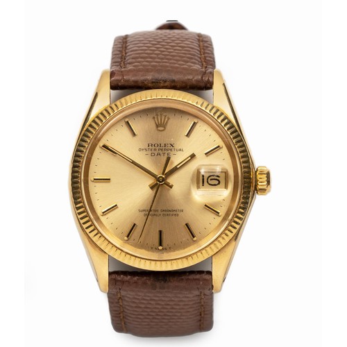 958 - A 14CT GOLD WRISTWATCH, ROLEX OYSTER PERPETUAL DATE