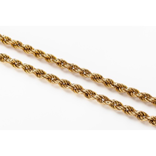 909 - A 10CT GOLD ROPE-LINK CHAIN NECKLACE