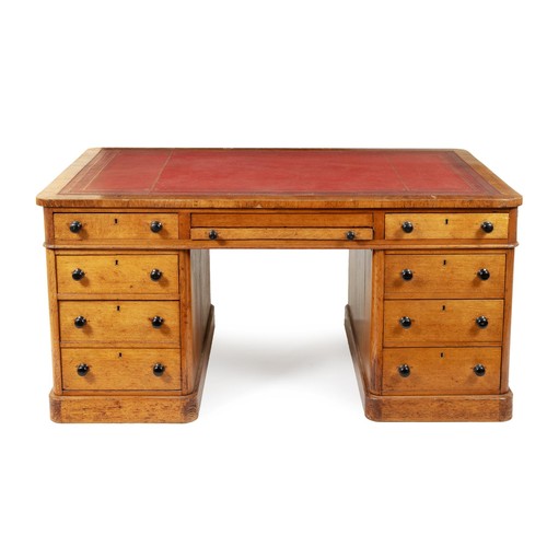 331 - A VICTORIAN OAK PARTNERS PEDESTAL DESK