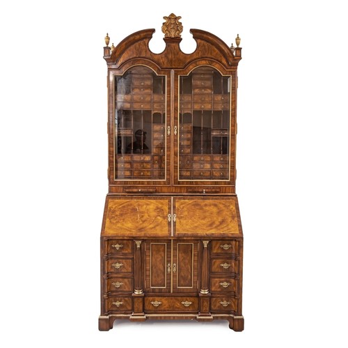 335 - A FLAME MAHOGANY AND MORADO BANDED ALTHORP SECRETAIRE BOOKCASE CABINET, MANUFACTURED BY THEODORE ALE... 