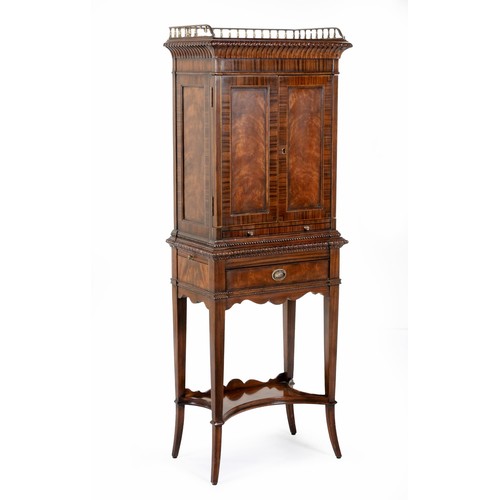 338 - A WALNUT CABINET-ON-STAND, MANUFACTURED BY THEODORE ALEXANDER, MODERN