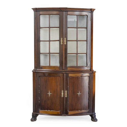 340 - A CAPE STINKWOOD AND INLAID CORNER CUPBOARD, 19TH CENTURY