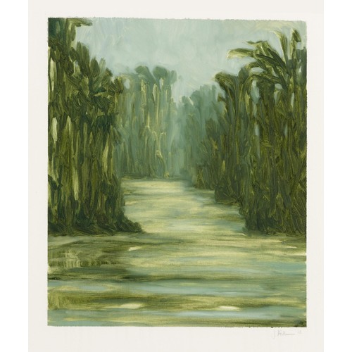 359 - Jake Aikman (British/South African 1978 - ) RIVER SCENE IN GREENS