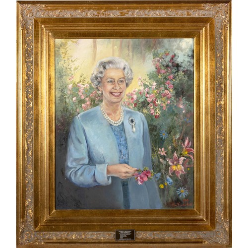 483 - Marié Vermeulen-Breedt (South African 1954 - ) PORTRAIT OF HER MAJESTY QUEEN ELIZABETH II WITH SOUTH... 