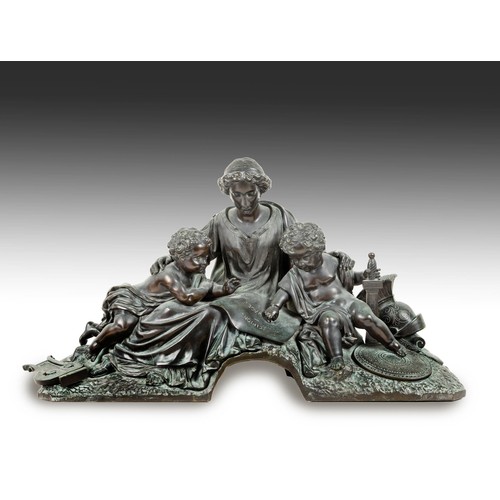 574 - A BRONZE FIGURAL GROUP 'THE CONTINENCE OF SCIPION'