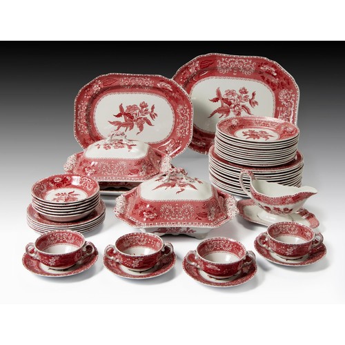 568 - A SPODE 'CAMILLA RED' PATTERN  DINNER SERVICE