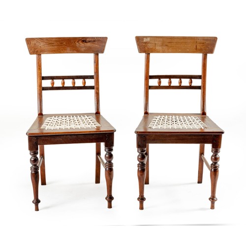 237 - A PAIR OF CAPE STINKWOOD BOBBIN BACK CHAIRS, LATE 19TH CENTURY