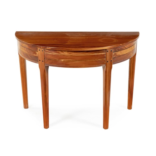 256 - A FRENCH OAK DEMI-LUNE TABLE, MANUFACTURED BY PIERRE CRONJE