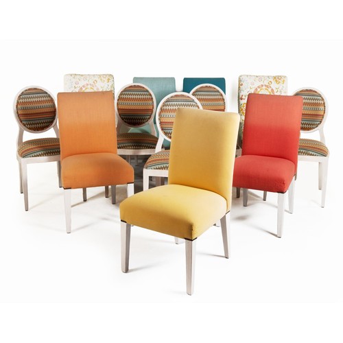 261 - A HARLEQUIN SET OF TWELVE DINING CHAIRS, MANUFACTURED BY PIERRE CRONJE