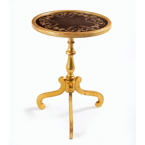 265 - A PAINTED AND GILT WOOD TRIPOD TABLE, MODERN