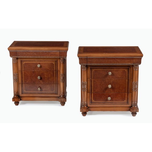 269 - A PAIR OF WALNUT PEDESTALS, MODERN