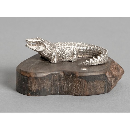 988 - A SILVER MINIATURE CROCODILE, PATRICK MAVROS