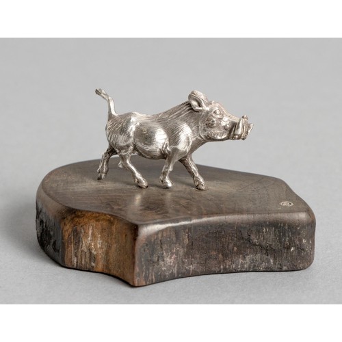 990 - A SILVER MINIATURE WARTHOG, PATRICK MAVROS