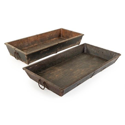 214 - A NEAR PAIR OF NORTHERN CHINESE HAY TROUGHS, LATE 18TH CENTURY