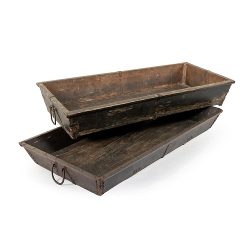 214 - A NEAR PAIR OF NORTHERN CHINESE HAY TROUGHS, LATE 18TH CENTURY