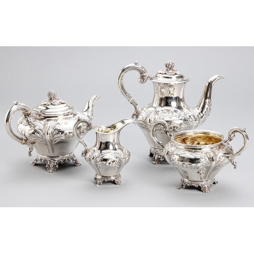 1003 - A VICTORIAN SILVER FOUR PIECE TEA AND COFFEE SERVICE, RICHARD PEARCE AND GEORGE BURROWS, LONDON, 183... 